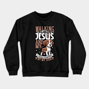 Jesus and dog - Ariège Pointing Dog Crewneck Sweatshirt